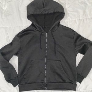 SHEIN Size Medium Black Zip-Up Drawstring Hoodie
